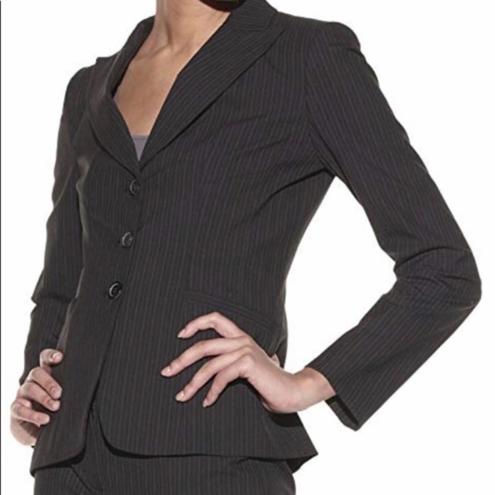 Elie Tahari Black Montana Pinstripe Blazer Size 4